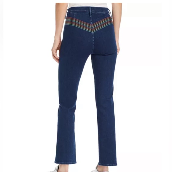 MOTHERThe Smooth Hustler Embroidered Ankle Bootcut Jeans The Rainbow Size 26